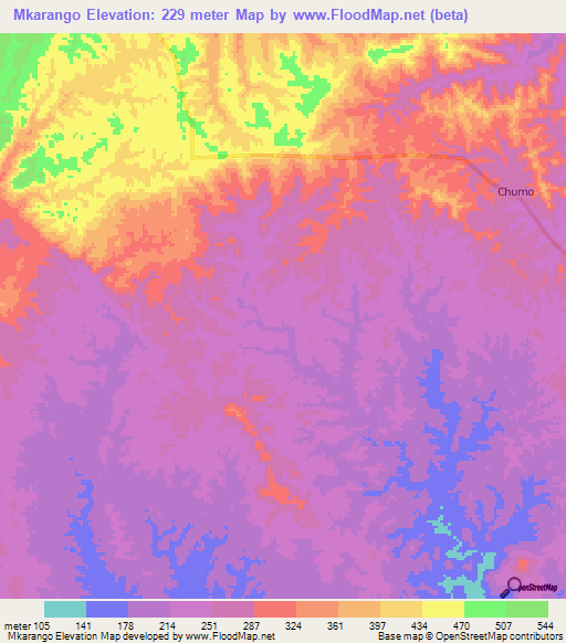 Mkarango,Tanzania Elevation Map