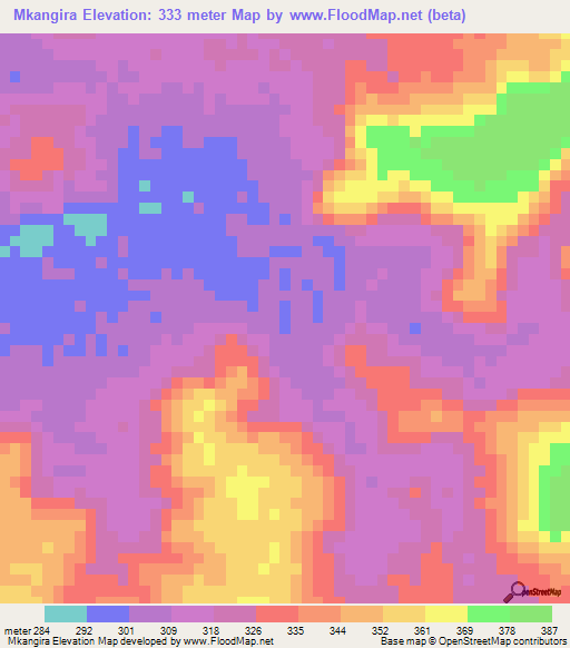 Mkangira,Tanzania Elevation Map