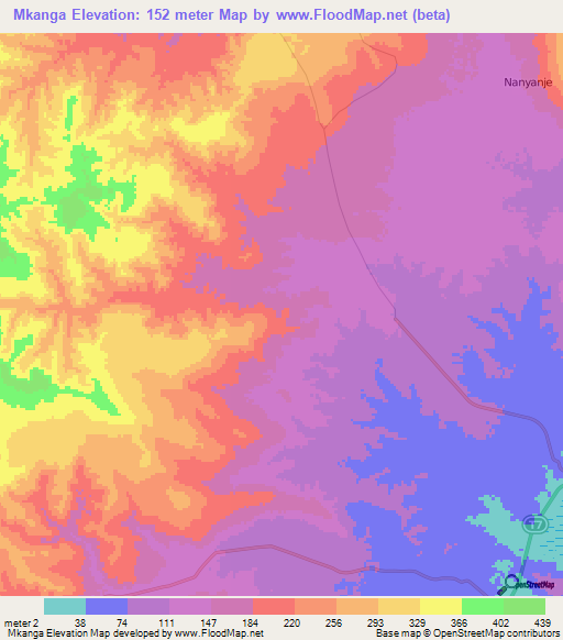 Mkanga,Tanzania Elevation Map