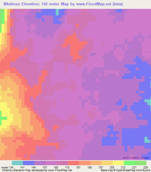 Mkalinzu,Tanzania Elevation Map