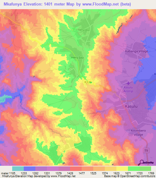 Mkafunya,Tanzania Elevation Map