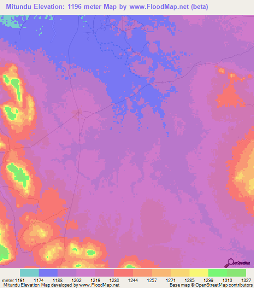 Mitundu,Tanzania Elevation Map