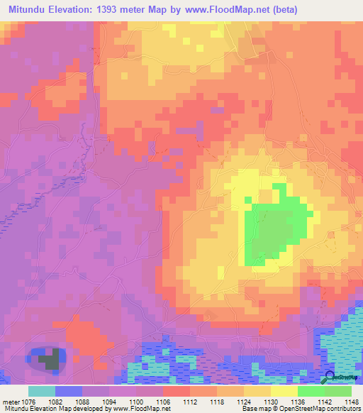 Mitundu,Tanzania Elevation Map