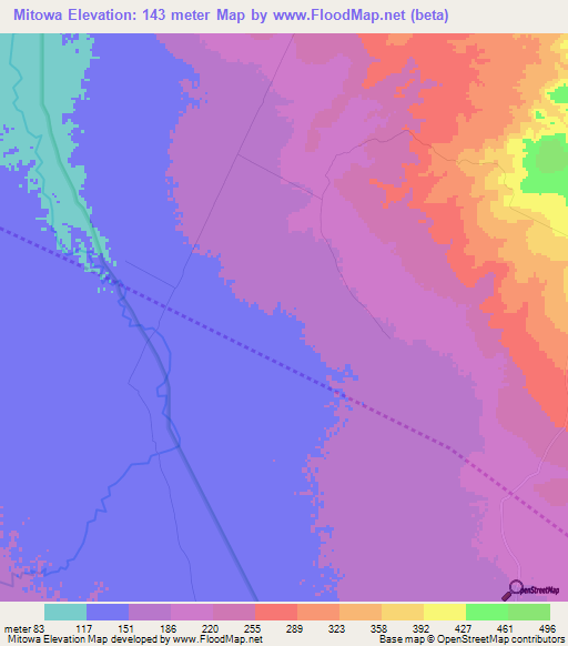 Mitowa,Tanzania Elevation Map