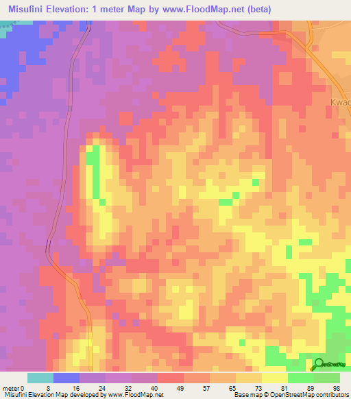 Misufini,Tanzania Elevation Map