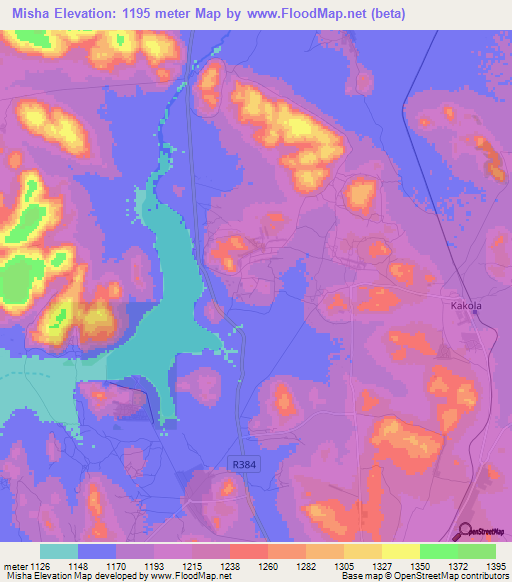 Misha,Tanzania Elevation Map