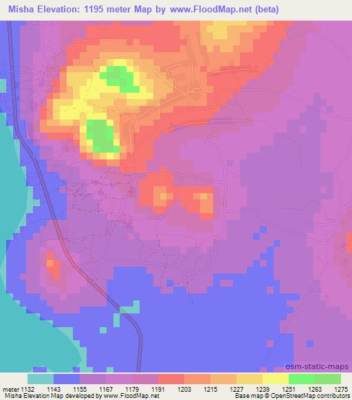Misha,Tanzania Elevation Map