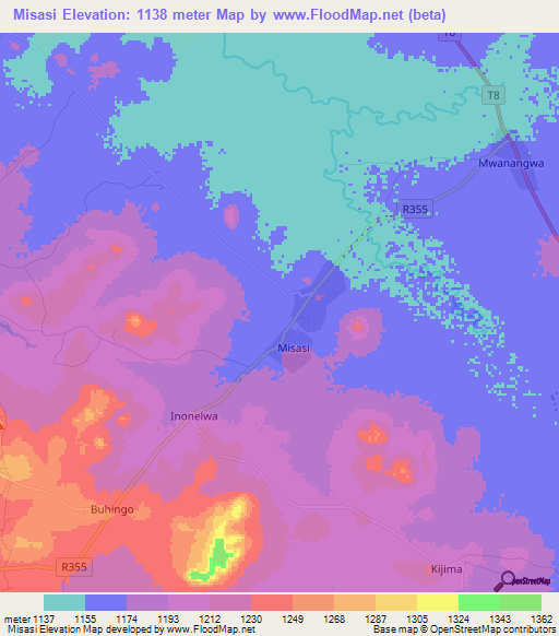 Misasi,Tanzania Elevation Map