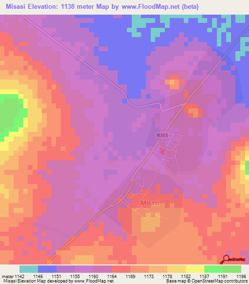 Misasi,Tanzania Elevation Map