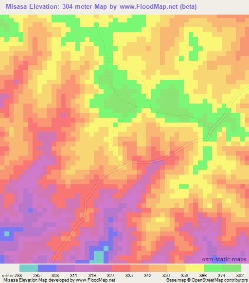 Misasa,Tanzania Elevation Map