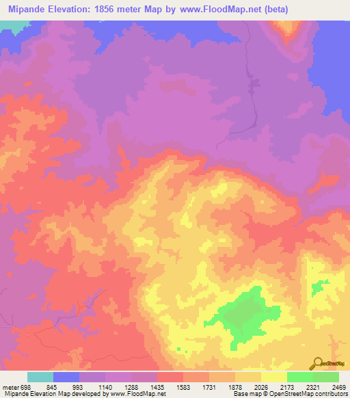 Mipande,Tanzania Elevation Map