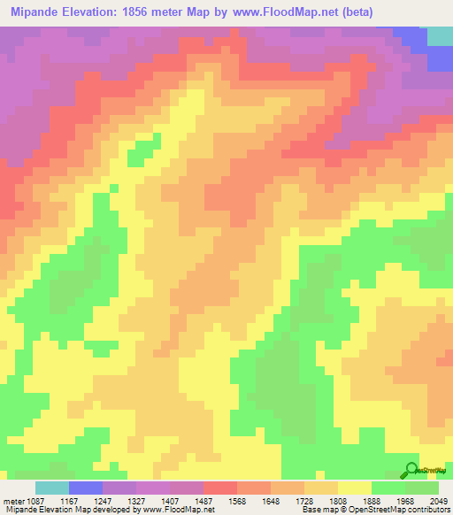 Mipande,Tanzania Elevation Map