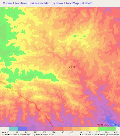 Miono,Tanzania Elevation Map