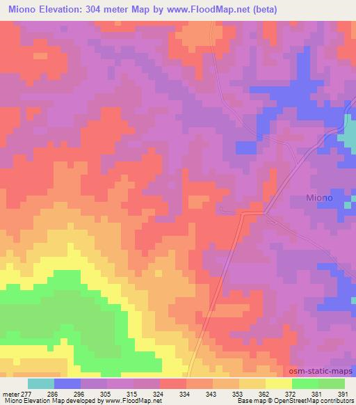 Miono,Tanzania Elevation Map