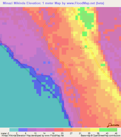 Minazi Mikinda,Tanzania Elevation Map