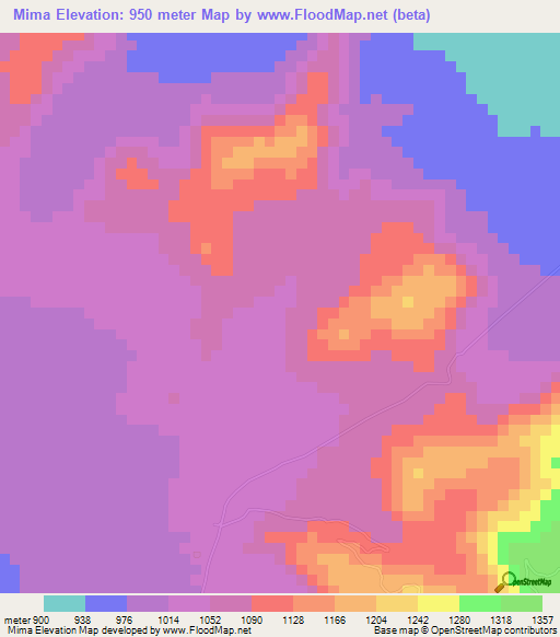 Mima,Tanzania Elevation Map