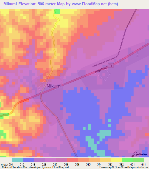 Mikumi,Tanzania Elevation Map