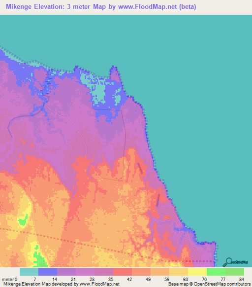 Mikenge,Tanzania Elevation Map