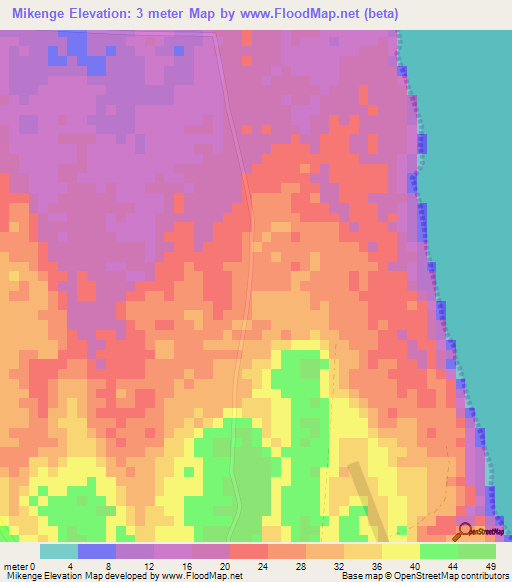 Mikenge,Tanzania Elevation Map