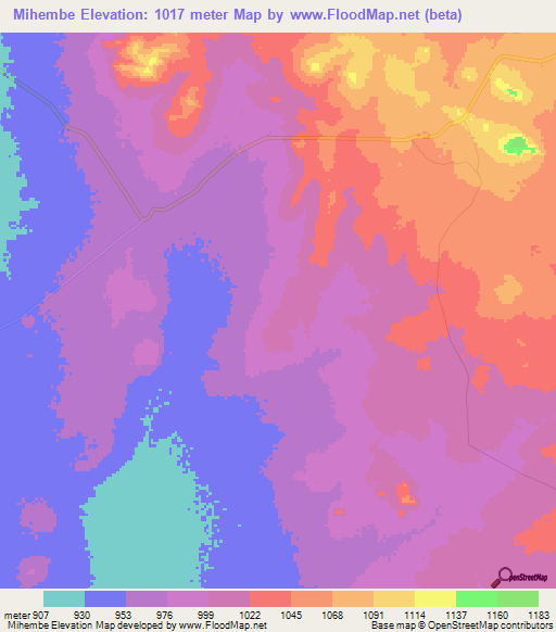 Mihembe,Tanzania Elevation Map