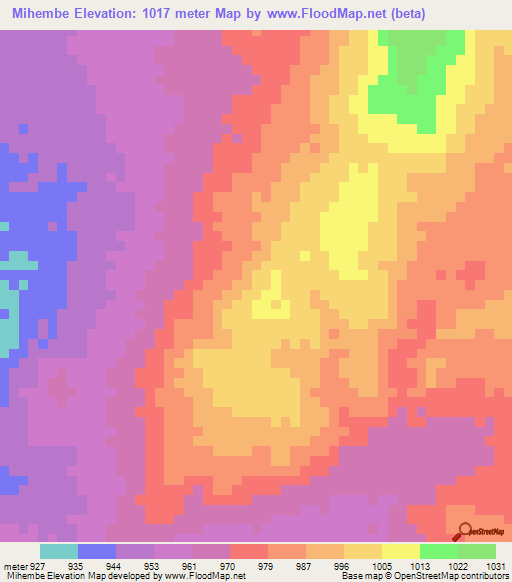 Mihembe,Tanzania Elevation Map