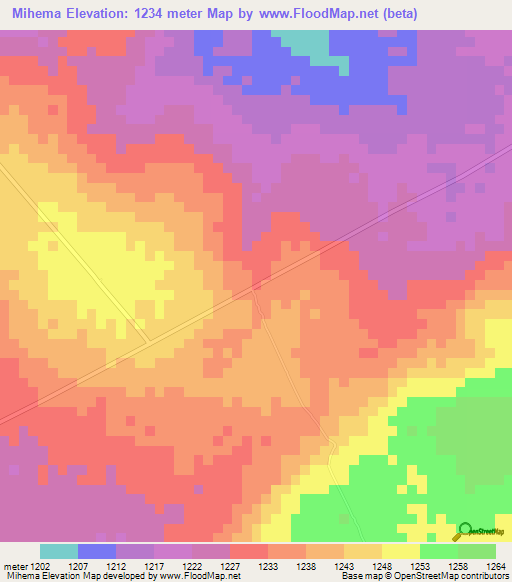 Mihema,Tanzania Elevation Map