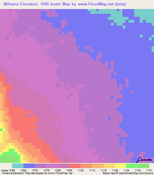 Mihama,Tanzania Elevation Map