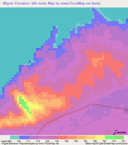 Migole,Tanzania Elevation Map