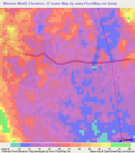 Miembe Miwili,Tanzania Elevation Map