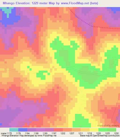 Mhango,Tanzania Elevation Map