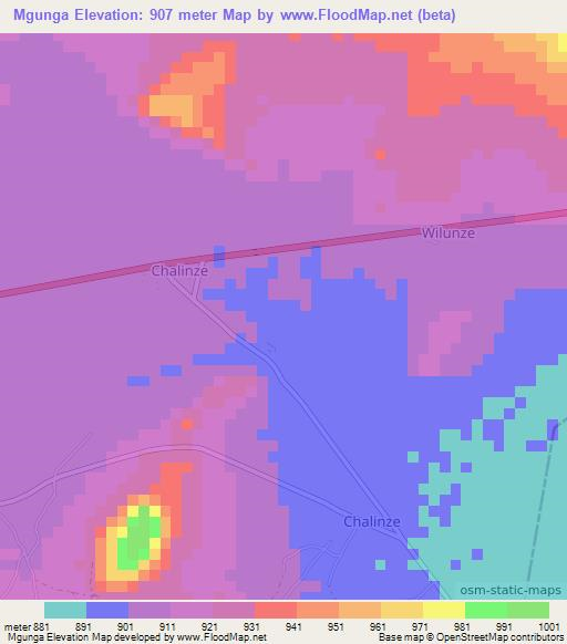 Mgunga,Tanzania Elevation Map