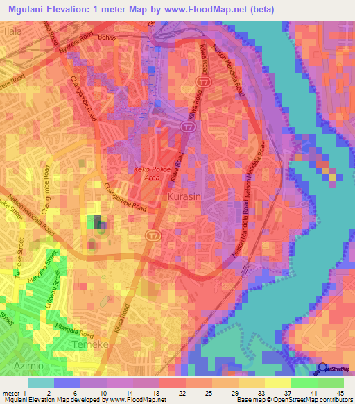 Mgulani,Tanzania Elevation Map