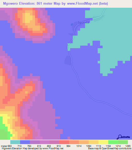 Mgowero,Tanzania Elevation Map