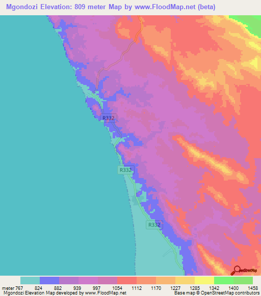 Mgondozi,Tanzania Elevation Map