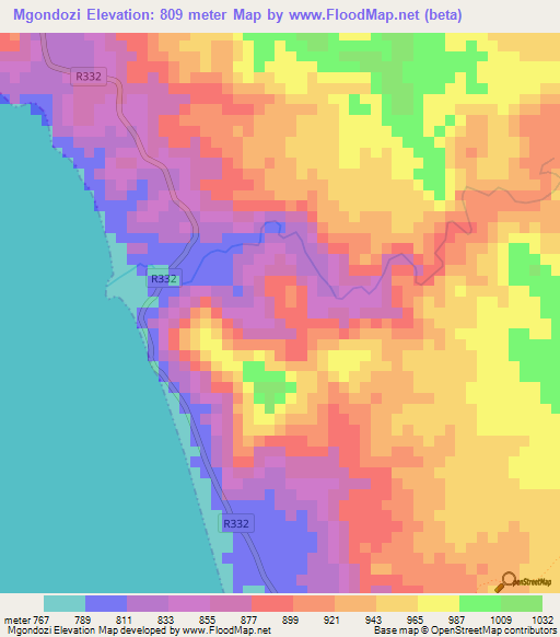 Mgondozi,Tanzania Elevation Map