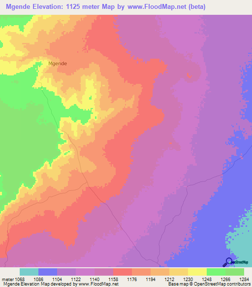 Mgende,Tanzania Elevation Map