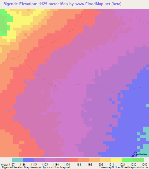 Mgende,Tanzania Elevation Map