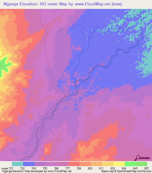 Mganga,Tanzania Elevation Map