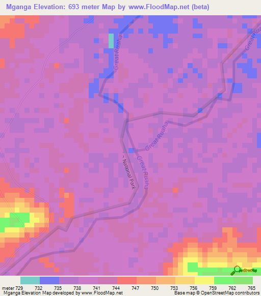 Mganga,Tanzania Elevation Map