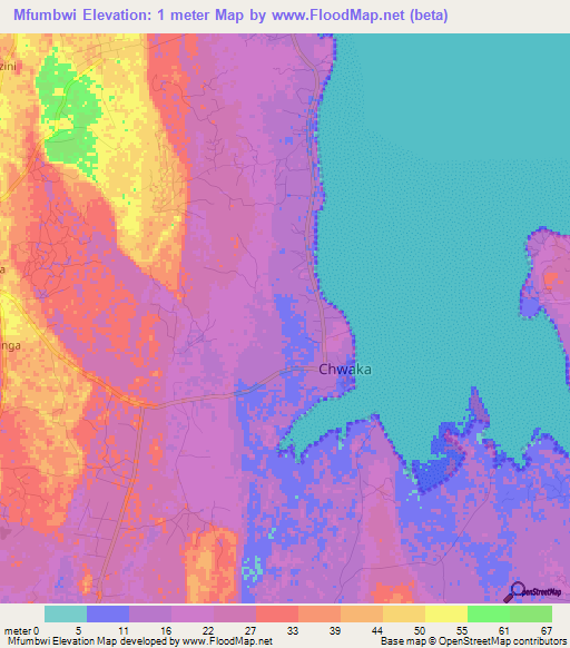 Mfumbwi,Tanzania Elevation Map