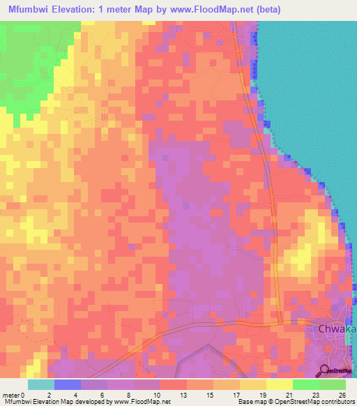 Mfumbwi,Tanzania Elevation Map