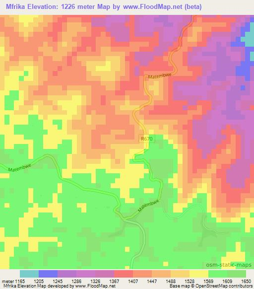 Mfrika,Tanzania Elevation Map