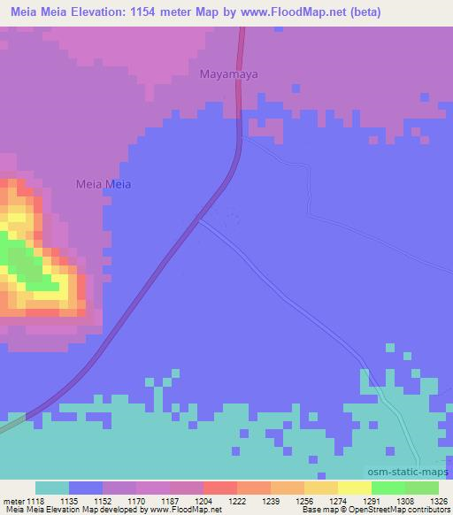 Meia Meia,Tanzania Elevation Map