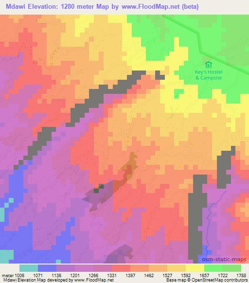 Mdawi,Tanzania Elevation Map