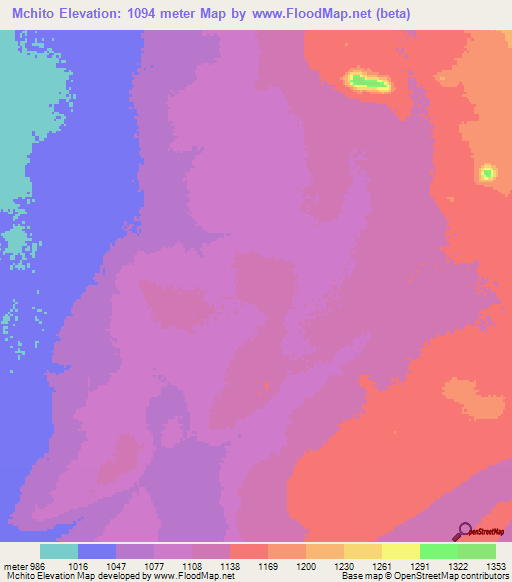 Mchito,Tanzania Elevation Map