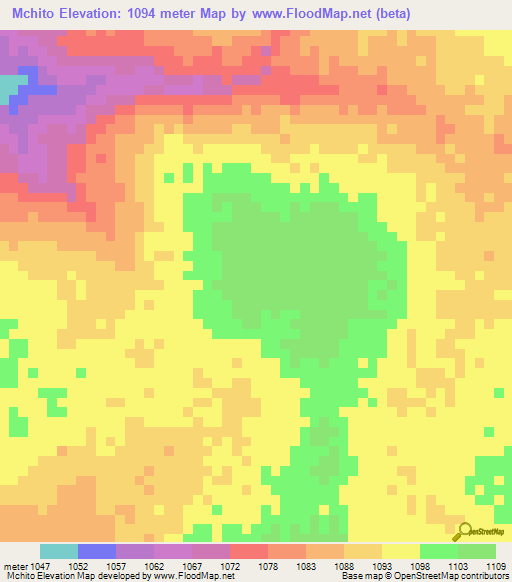 Mchito,Tanzania Elevation Map