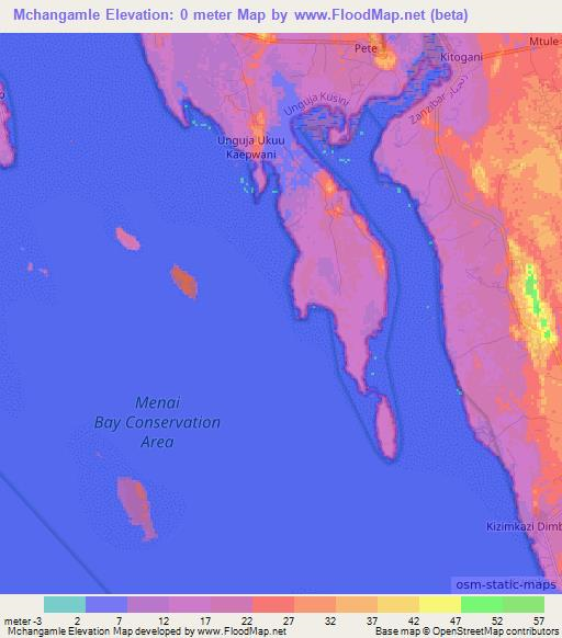 Mchangamle,Tanzania Elevation Map