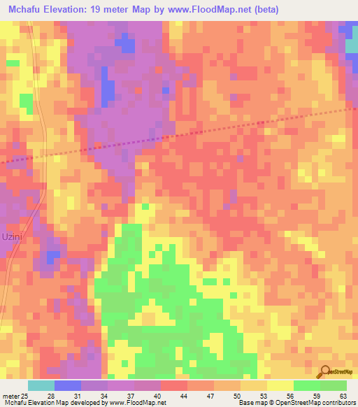 Mchafu,Tanzania Elevation Map