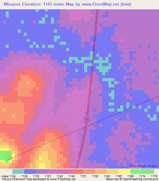 Mbuyuni,Tanzania Elevation Map