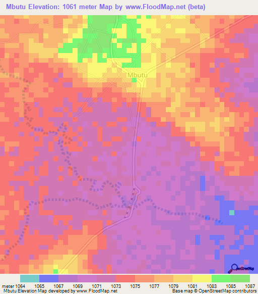 Mbutu,Tanzania Elevation Map